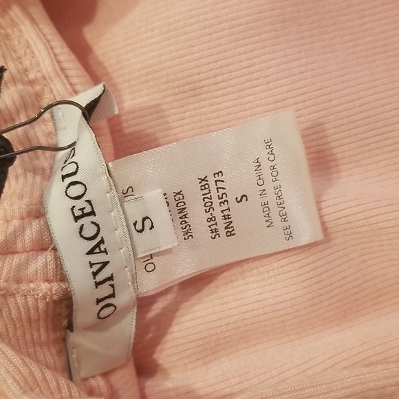 NWT Olivaceous Square Neck Ribbed Cross Back Thong Bodysuit S color light pink - Picture 8 of 11